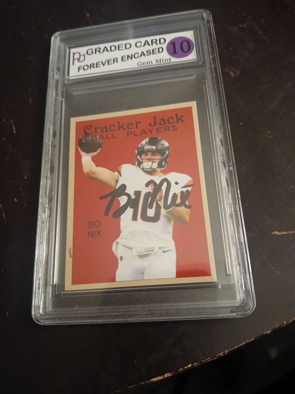Cracker Jack Ball Players Bo Nix Signed Rookie Mini Gem Mint 10